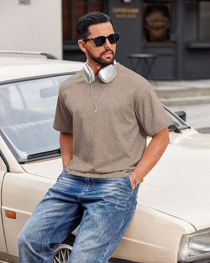 COOFANDY Men's Cotton T-Shirts Oversized Shirt Short Sleeves Streetwear Loose Fit Summer Tee Tops Washed Basic Unisex Shirts