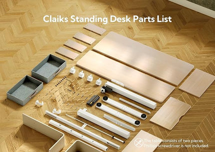 Claiks Standing Desk with Drawers, Stand Up Electric Standing Desk Adjustable Height, Sit Stand Desk with Storage Shelf and Splice Board, 55 Inch, Natural