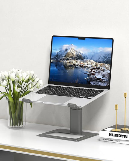 SOUNDANCE Adjustable Laptop Stand for Desk, Computer Stand, Ergonomic Laptop Riser Holder Compatible with 10 to 17.3 Inches Notebook PC Computer, Aluminum Grey