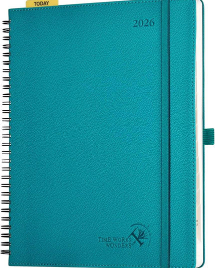POPRUN 2026 Weekly and Monthly Planner Calendar, January 2026 - December 2026,Large 8.5'' x 10.5'' Spiral Bound Appointment Book, Includes Monthly Tabs, Inner Pocket,Soft Cover - Pacific Green
