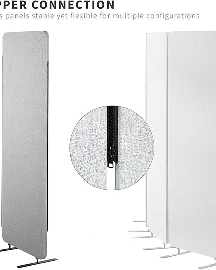 VIVO Freestanding 24 x 66 inch Privacy Panel, Cubicle Divider, Acoustic Wall Partition, Single 24 inch Panel with 2-Sided Zipper Attachment System, Gray, PP-1-T024G