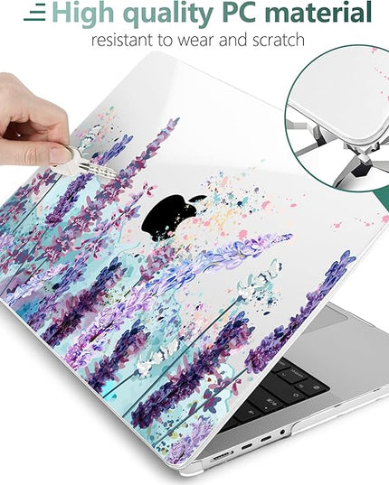 DONGKE Case for M5 MacBook Pro 14 inch 2025 2024-2021 M4 M3 M2 M1, Plastic Hard Shell Cover Compatible with A3434 A3112 A3401 A3185 A2992 A2779 A2442, Retina XDR Display & Touch ID, Lavender Flowers