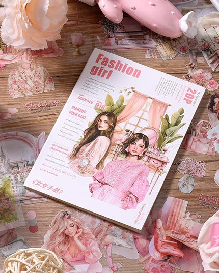 Auguro Scrapbooking Sticker 20 Sheets 120 Pre-Cut PET Fashion Stickers People Sticker Books for journaling Scrapbook Supplies Transparent Stickers