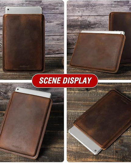 Top Grain Leather 8.3" Slim Tablet Case Protector, Solid Minimalist Vintage Design, Handmade, Compatible with 8.3" iPad mini 6 iPad mini 7.9" A1599 A1600 A1538 A1550 A2133, Coffee 8.3 Inch