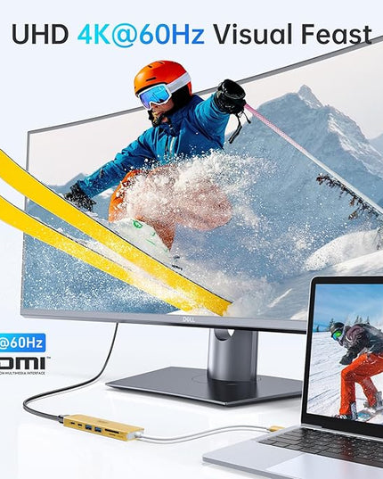 USB C Hub HDMI Adapter for MacBook Pro/Air, 7 in 1 USBC Dongle with HDMI, SD/TF Card Reader, USB C Data Port,100W PD, and 2 USB 3.0 Compatible for MacBook Pro/Air, Dell XPS, Lenovo Thinkpad.