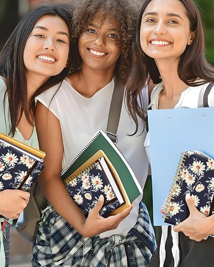 Spiral Journal Notebook, A5 Cute Notebooks for Women Men, College Ruled Hardcover Notebook for Work & Note Taking, 60 Pages Double-Wire Journals for Writing, Pretty Daisy