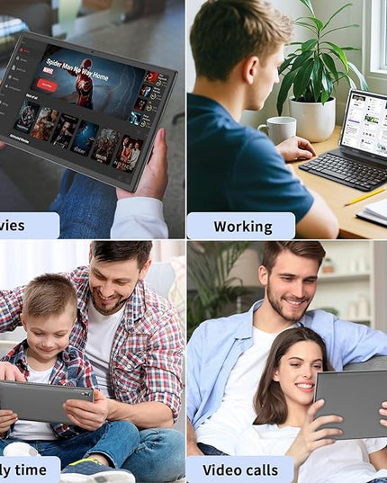 2026 Android Tablet with Keyboard, 24GB+128GB+2TB Expand, 10 inch Android 15 Tablet with Gemini AI, 8000mAh, BT 5.0, GMS Certified, 5G/2.4G WiFi, Tablets Pc with Mouse, Case, Stylus-Green Case