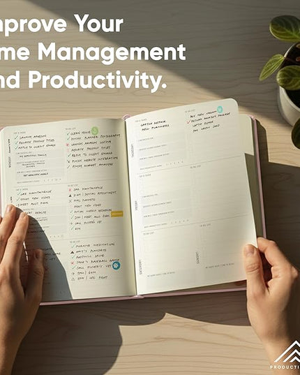 PRODUCTIVITY STORE Pro - Undated, 2026 Planner, 5.8” x 8.3” - The #1 Productivity Planner to Achieve Your 2026 Goals - Planner 2026-2027 - Pink - A5