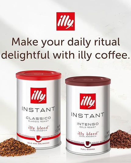illy Instant Coffee, Classico Medium & Intenso Dark Roasts, 100% Arabica, Premium Italian Coffee, 3.3oz, 6 Variety Pack