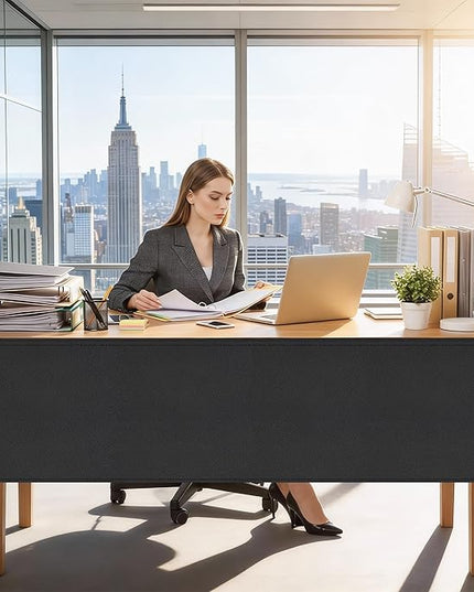 60" Under Desk Privacy Panel Self-Adhesive Modesty Panel 600D Heavy Duty Desk Skirt Privacy Divider for Office Home or Standing Workstation Concealer Shield