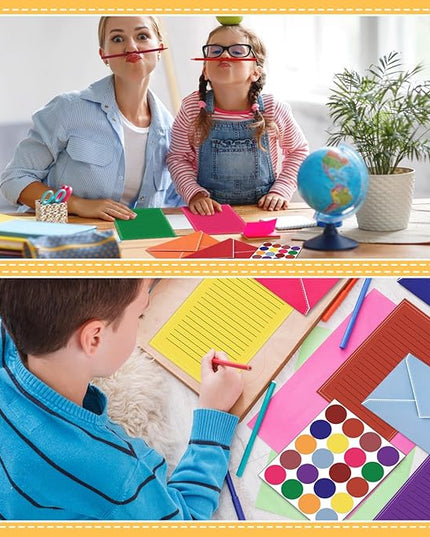 TaoBary 160 Packs Stationery Paper Set (50 Double Sided Stationery Writing Papers 50 Matching Envelopes) 60 Round Dot Sticker, 10 Design (Bright Color)