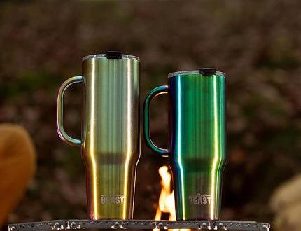 Beast 42 oz Tumbler with Handle Stainless Steel Vacuum Insulated Coffee Ice Cup Double Wall Travel Flask (Rainbow)