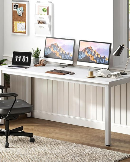 Need 63 Inch Large Computer Desk - Modern Simple Style Home Office Desk Gaming Desk, Basic Writing Table for Study Student, White Desk
