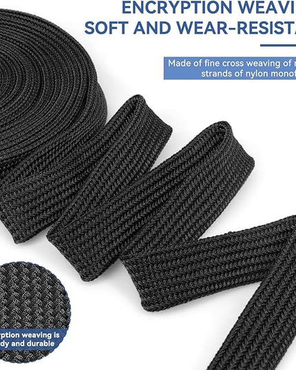 YOUBO Polyamide Braided Sleeving, 33ft Expandable Wire Loom Abrasion Resistant Split Cable Sleeve for Automotive Harness, Computer Case & Cable Management (Black, 45mm（1-25/32"）)