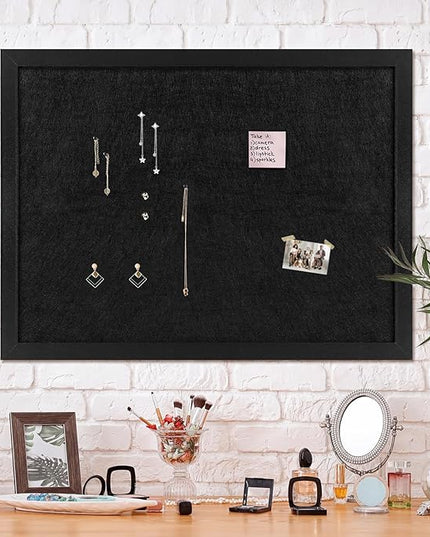 TORASO Cork Board Bulletin Board, Approx. 20" X 30" Cork Boards for Walls with Pins, Eye Bolts, gaskets, Screws, Pin Board for Office, School and Home (BK,50x75cm,2p