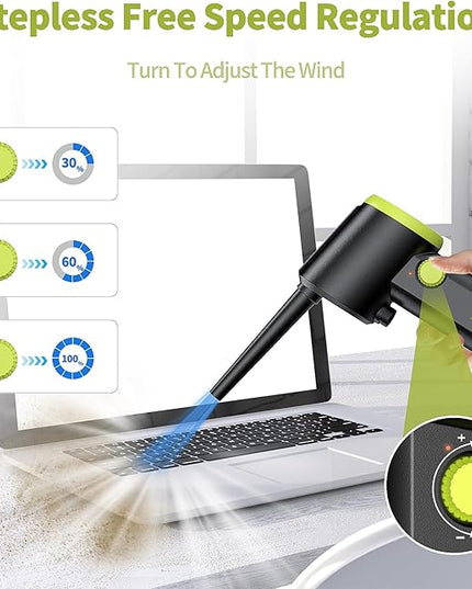 Compressed Air Duster, Electric Air Duster, Handheld Cordless Air Duster, Stepless Speed Motor, 6000mAh Rechargeable Air Blower, Type-C Fast Charge, for Computer, Keyboard, Pet House…