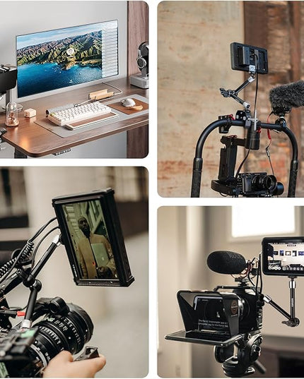 NEEWER 9.8"/25cm Magic Arm with Super Clamp & Cleaning Cloth, 1/4" & 3/8" Threads for Flash/LED Light/Microphone/DSLR Camera Monitor Compatible with SmallRig Camera Cage, Max Load: 4.4lb/2kg, ST25C
