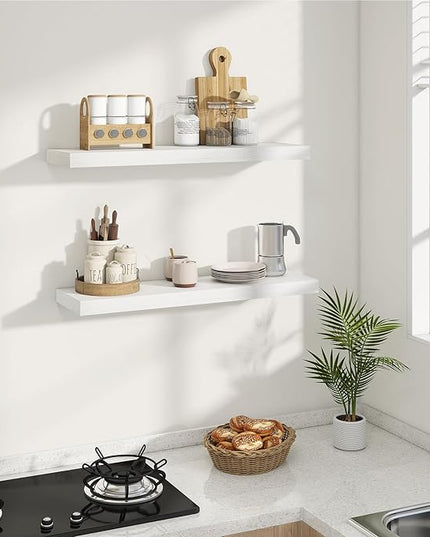 Dreamland 8" Deep Long Floating Shelves, 32 Inches Floating Shelves for Wall Set of 2, Large Display & Storage Shelf, Wall Shelf for Bathroom Bedroom Living Room Kitchen Office, White