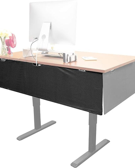 Mount-It! Under Desk Modesty Panel for Office Desks and Sit Stand Workstations [60 Inches Wide] Mesh Organizer Pockets for Cables and Wires (Black)