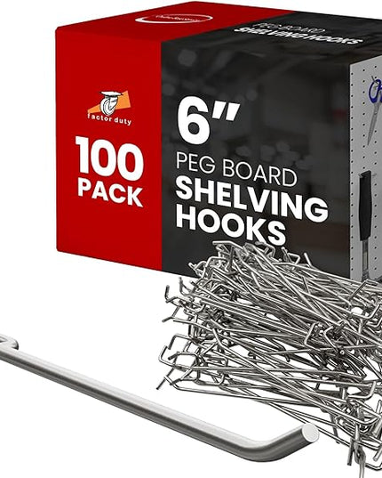 100 Pack PEG Board Pegboard Shelving Hooks 6" Length Wholesale Lot