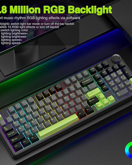 AULA F99 Pro Wireless Mechanical Keyboard with Knob,Creamy Sound,Tri-Mode BT5.0/USB-C/2.4GHz Hot Swappable Keyboard,Gasket Structure,RGB Backlit Computer Gaming Keyboards