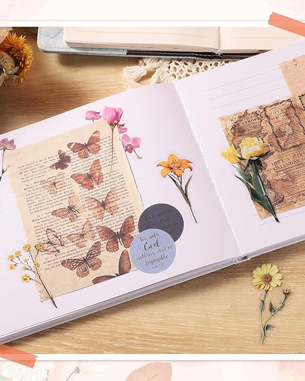 80 Pieces Natural Scrapbooking Stickers, Self-Adhesive Flower Stickers for Scrapbooking Supplies Journal for DIY Craft, Planners, Journal, Notebook Card
