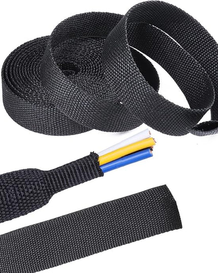 2 in 1 Heat Shrink Braided Sleeving Fabric Tubing-Ideal fit Irregular Shape Hose/Cable/Wire (1/2"(12mm), 14FT)
