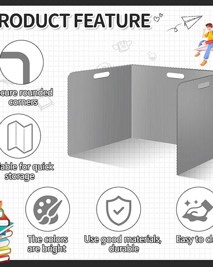 24 Pcs Desk Dividers for Students Plastic Durable and Waterproof Privacy Folders Shields Test Dividers with Classroom Privacy Boards for School Study Teacher Supplies (24pcs Grey)