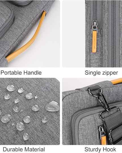 DOMISO 15.6 inch Laptop Case Sleeve Protective Cover Compatible with MacBook Pro 16 M4 M3 M2/Pro Max,15.6-16 inch HP Dell ASUS Lenovo Chromebook,Waterproof Computer Bag with Shoulder Strap,Grey