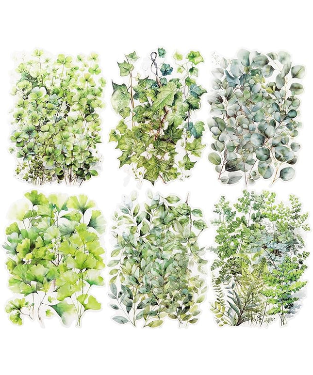 AuriicLeaf Botanical Leaf PET Stickers Set, 120PCS Transparent Plant Ephemera for Scrapbooking, Journaling, DIY Crafts, and Planner