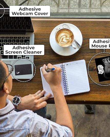 Mouse Pad Adhesive Bottom - Sticks to Any Surface - Portable - Webcam Covers and Screen Cleaner Included (Never GIVE UP)