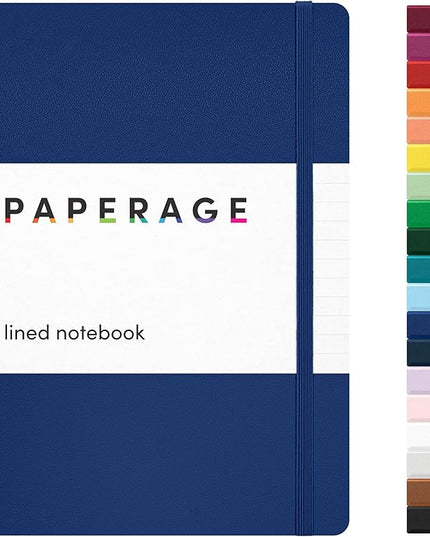 PAPERAGE Lined Journal Notebook, (Royal Blue), 160 Pages, Medium 5.6 in x 8 in - 100 GSM Thick Paper – Hardcover Journaling Notebook for Work, School & Note Taking