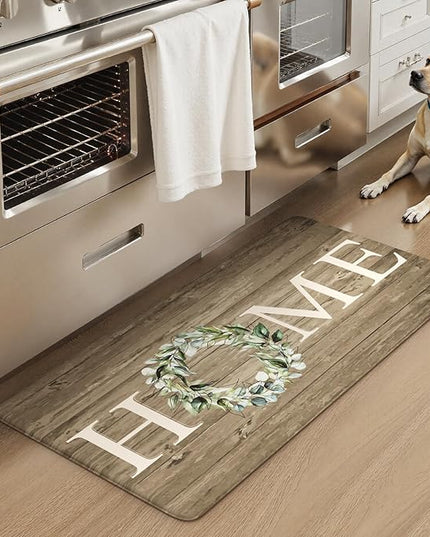 KIMODE Comfort Kitchen Mats Cushioned Anti Fatigue,Farmhouse Spring Kitchen Sink Rug Non Slip,Waterproof Memory Foam Standing Desk Mat for Office Home Doorway,20"x39",Khaki
