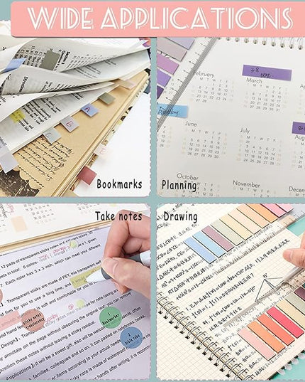 Potanro Sticky Notes 2000 Pcs Sticky Tabs Transparent Book Tabs, Round Clear Sticky Notes Repositionable Color Page Markers Bible Tabs for Office Supplies and Aesthetic School Supplies