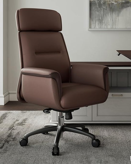 EUREKA ERGONOMIC Royal Ergonomic Office Chair Executive Desk Chair, Microfiber Leather High Back Executive Chair Comfy Ergonomic 360° Swivel with Lumbar for Home Workshop- Brown