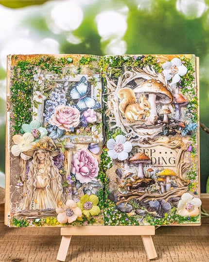 AuriicLeaf Vintage Wooden Frame PET Sticker Set, 60PCS Retro Aesthetic Scrapbook Stickers for Journaling, DIY Crafts, and Decorative Art Supplies