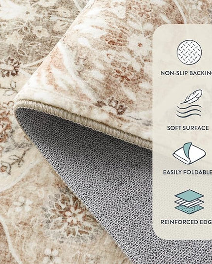 Lahome Moroccan Trellis Entryway Rug, 2x3 Kitchen Rugs Non Slip Washable, Non-Slip Indoor Door Mat Ultra-Thin, Small Throw Carpet for Bathroom Bedroom Entry, Khaki