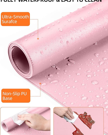 TopMade Mouse Pad with 15W Wireless Charging, XXL Large Leather Desk Mat, Waterproof Gaming Mousepad Home Office Desk Pad Protector, Computer Keyboard Pad, Mouse Mat for MacBook, PC, Laptop, Pink