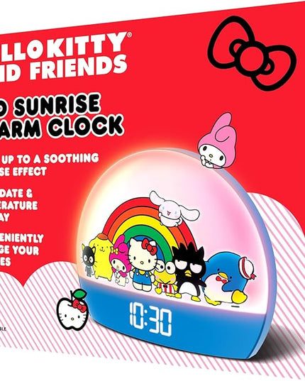 Hello Kitty and Friends Sunrise Alarm Clock - Multicolor Lights, USB Charging, LED Display, and Snooze Function