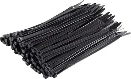 GTSE 8 Inch black Zip Ties, Saddle Mounts and Self Tapping Screws Set, 100 Pack Cable Ties, 50lb Strength, UV Resistant Strong Self-Locking Tie Wraps