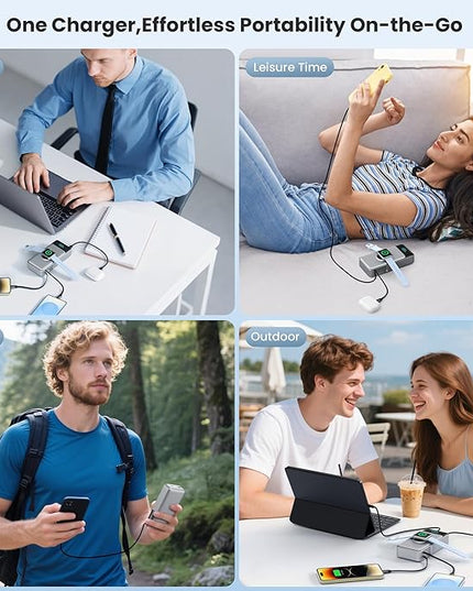 5-in-1 Portable Charger for iPhone,40800mAh Power Bank Built-in Retractable Cable and iWatch Charger,25W PD QC4.0 Fast Charging Battery Pack,Travel Essential Phone Charger for iPhone 17/16/15,Android