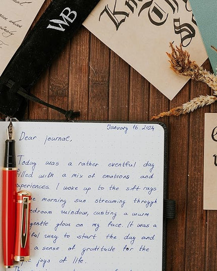 Wordsworth & Black Fountain Pen Set, 18K Gilded Medium Nib, Includes 24 Pack Ink Cartridges, Ink Refill Converter & Gift Pouch, Gold Finish, Calligraphy, [Crimson Red], Perfect for Men & Women