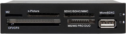 StarTech.com 3.5in Front Bay 22-in-1 USB 2.0 Internal Multi Media Memory Card Reader with Simultaneous Access - CF/SD/MMC/MS/xD - Black , TAA (35FCREADBK3)