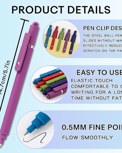 RIANCY Gel Pens, 0.5mm Black Ink Quick Dry Ball Point Pens, Fine Point Smooth Writing Retractable Pens, Cute Aesthetic Gifts Set for Men Women Journaling, Office School Stationery Supplies Pack of 5
