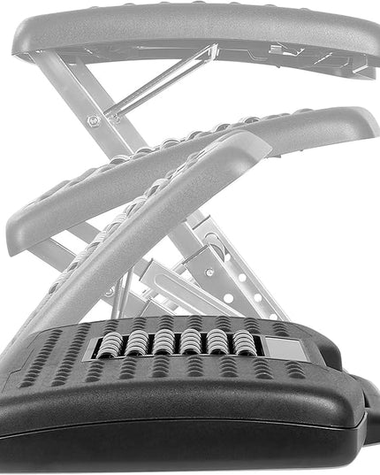 Mount-It! Adjustable Footrest with Massaging Bead | Adjustable Height and Tilt Office Foot Rest Stool for Under Desk Support | 5 Height Settings, 3 Tilt Settings | Black