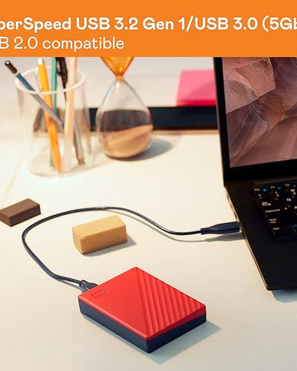 WD 6TB My Passport, Portable External Hard Drive, Red, Backup Software with Defense Against ransomware, and Password Protection, USB 3.1/USB 3.0 Compatible - WDBR9S0060BRD-WESN