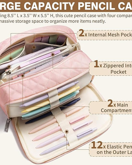 62PCS Aesthetic School Supplies with Cute Pencil Case, Pastel Highlighters Black Ink Gel Pens Mechanical Pencils Kit, Back to School Supplies College Essentials Preppy Stationary Set for Student Girls