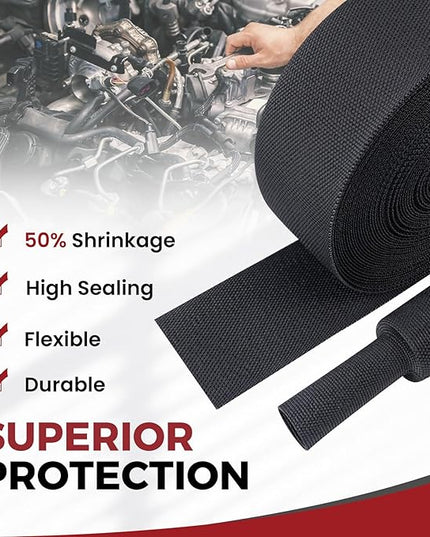 Heat Shrinkable Braided Sleeving 2:1 Ratio- Abrasion Protection Flexibility Wiring Harness Cable Sheath (3/4" ID, 16ft)
