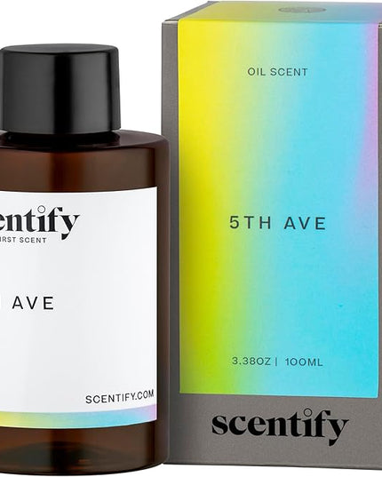 Scentify 5th Ave Aroma Oil Refill Scent for Oil Diffusers - Bergamot, Floral, Gardenia Scents - Luxurious Relaxing Aromatherapy Diffuser Fragrance 100ml, 3.38 oz