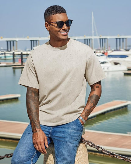 COOFANDY Men's Cotton T-Shirts Oversized Shirt Short Sleeves Streetwear Loose Fit Summer Tee Tops Washed Basic Unisex Shirts
